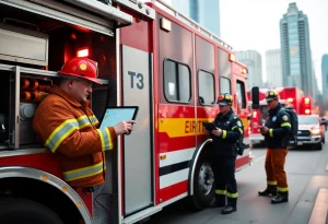 Firefighters using technology for enhanced emergency response