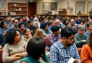 Audience at a lecture event discussing cultural politics