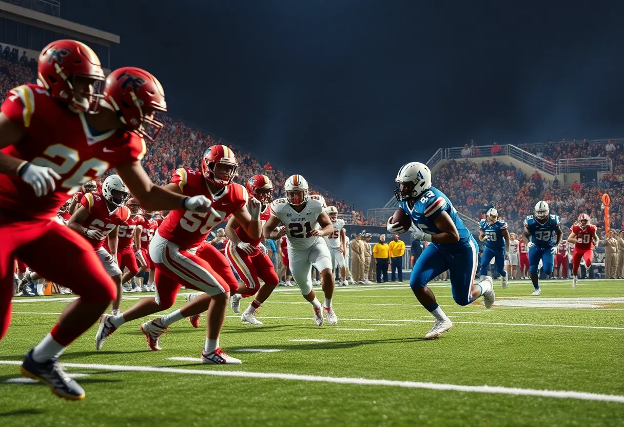 Old Dominion Monarchs playing against Indiana Hoosiers in a college football game.