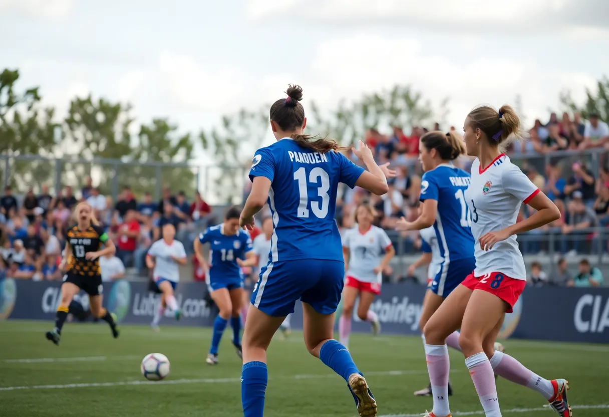 ODU Women's Soccer team competing against JMU