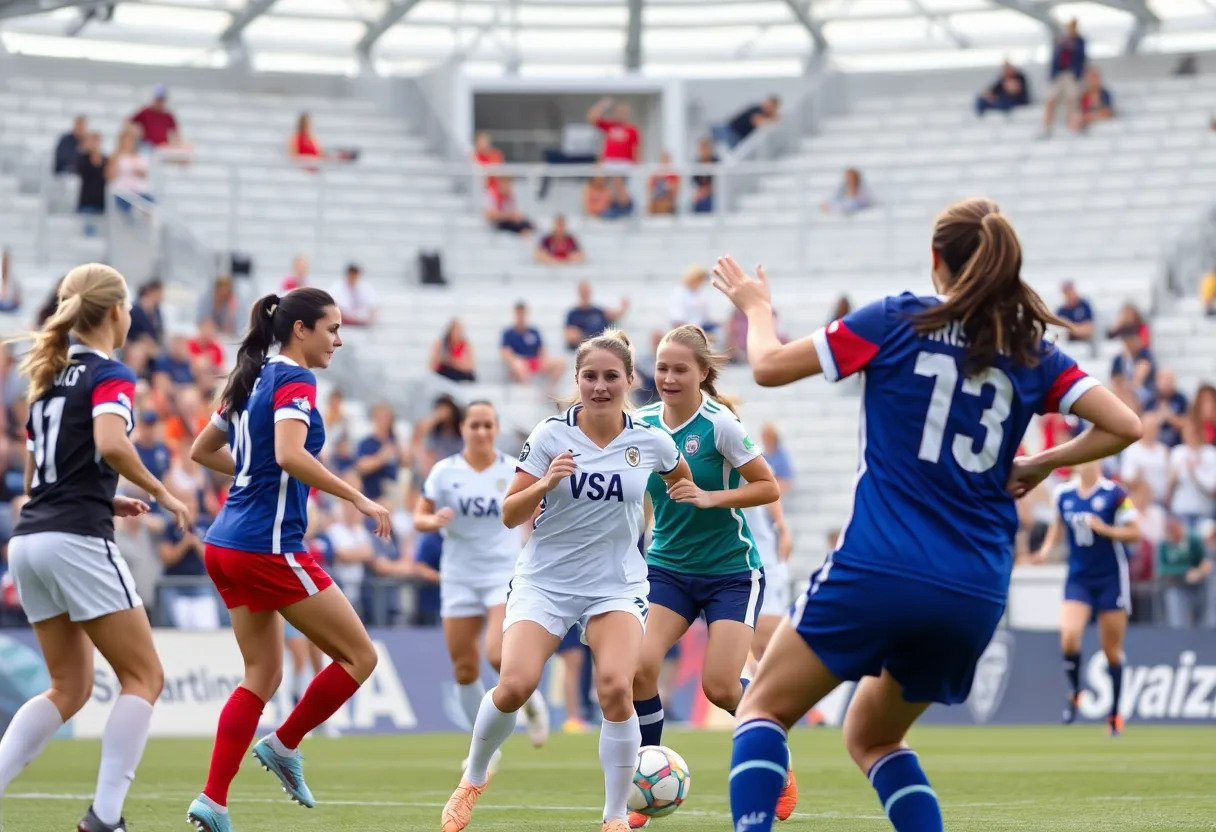 ODU women's soccer players celebrating their victory against VCU.