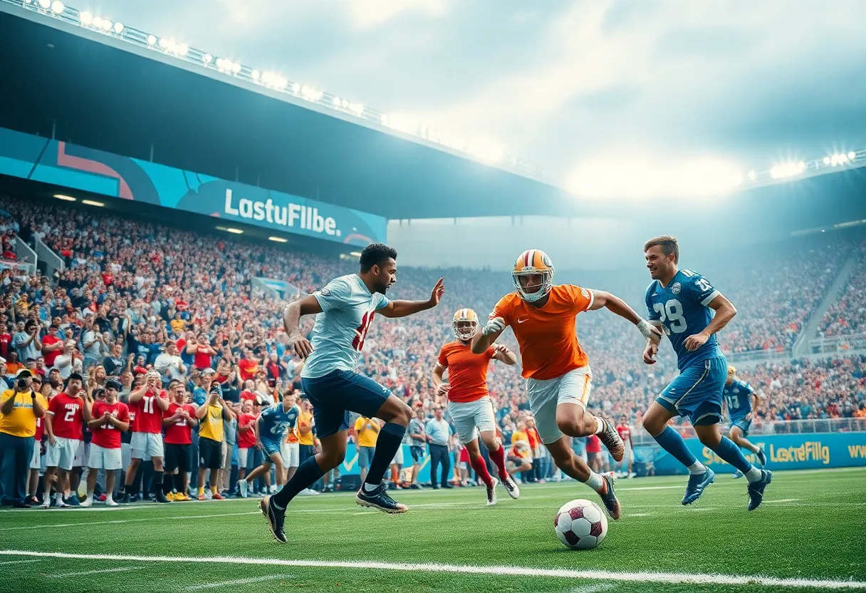 A football game between Old Dominion University and Liberty University with players in action.
