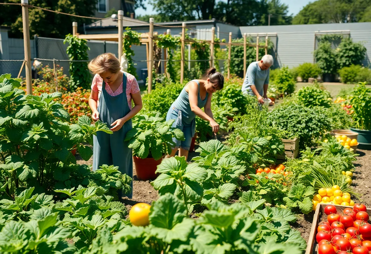 Community members working in the Rob Till Community Garden