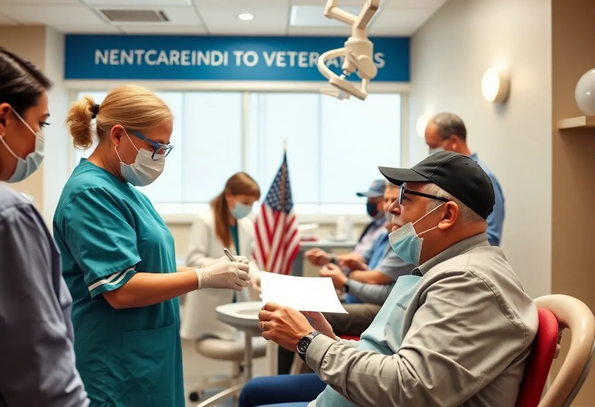 Veterans receiving free dental care during the Smiles for Heroes event