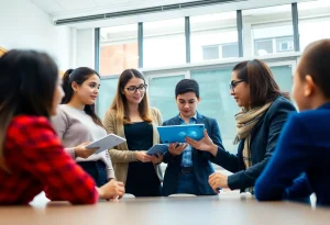 Teachers and students utilizing AI technology in classroom settings.