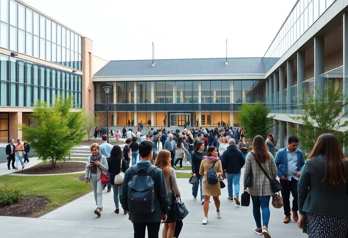 A diverse student group on George Mason University's campus