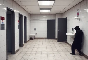 Public restroom highlighting privacy concerns