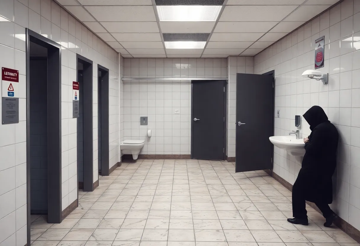 Public restroom highlighting privacy concerns