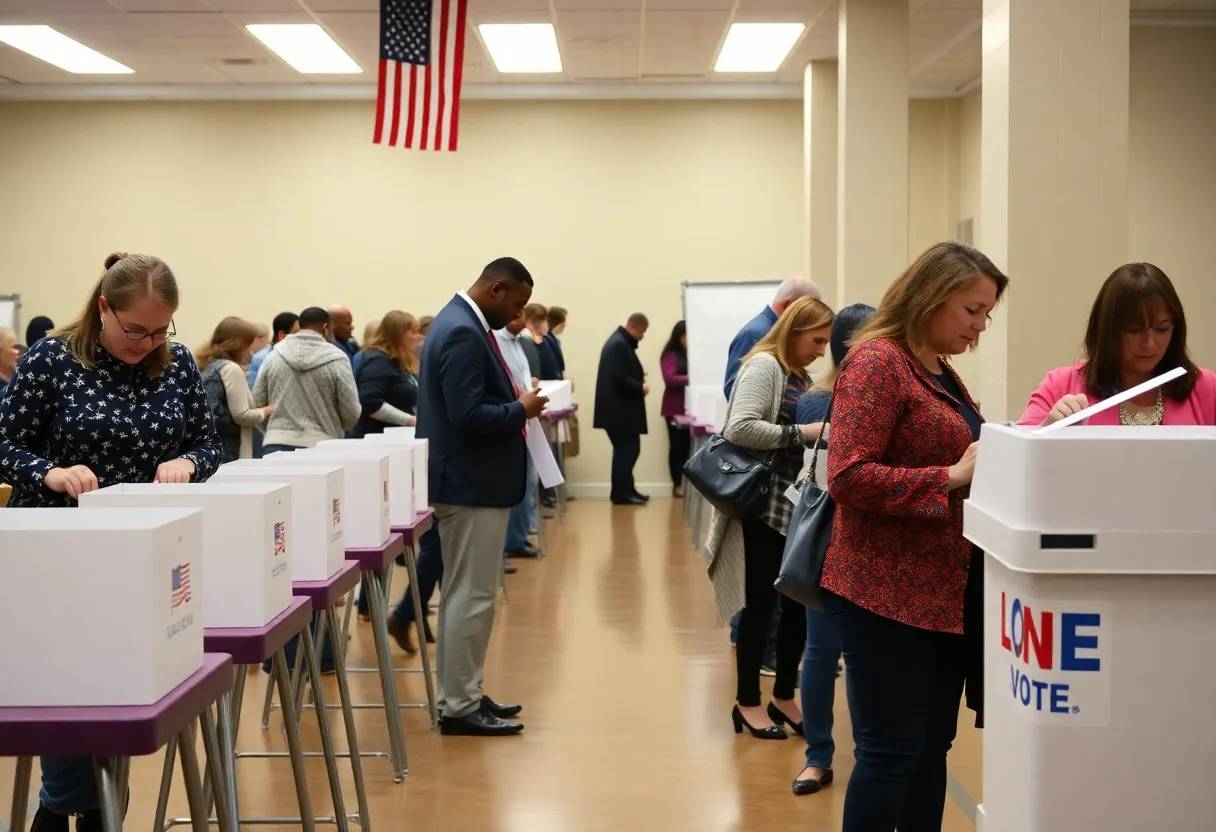Polling station in Virginia filled with voters casting their ballots