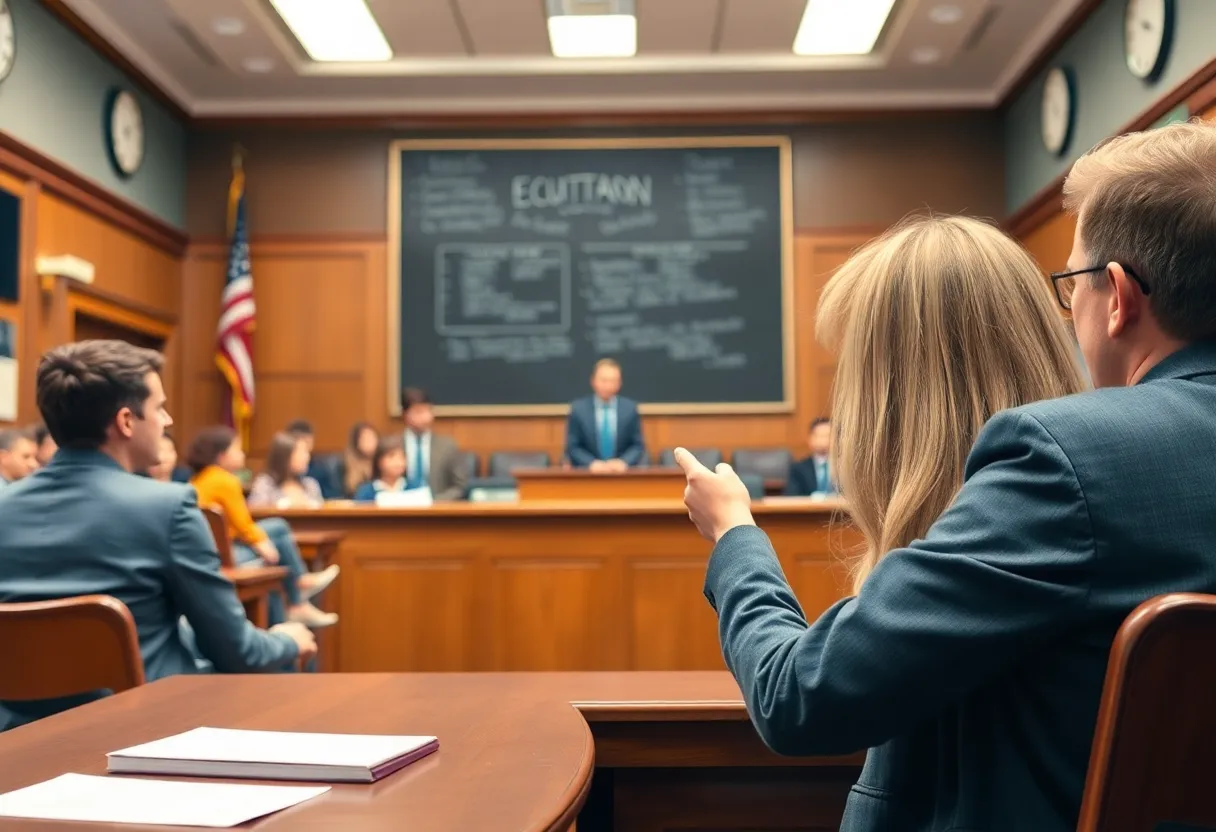 Courtroom scene highlighting Virginia school districts' lawsuit
