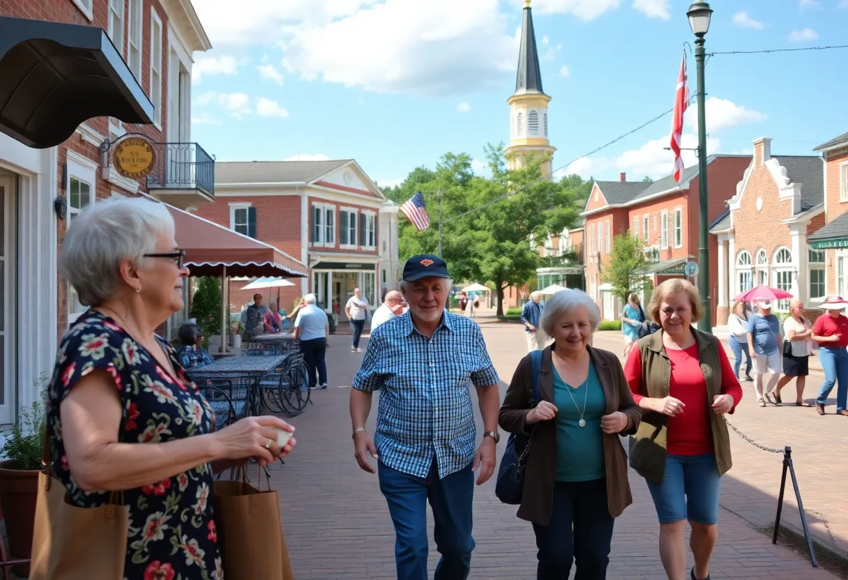 Active seniors enjoying a community event in a Virginia small town
