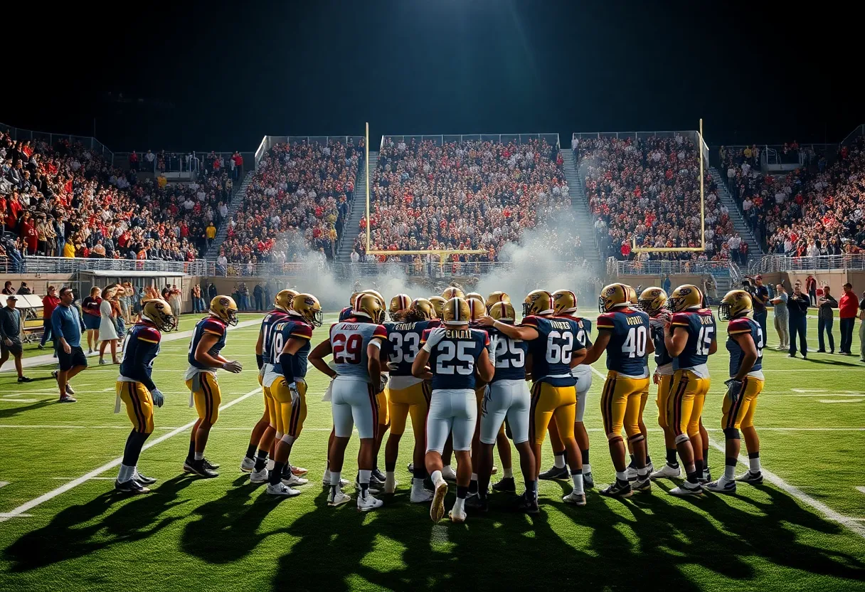 Virginia Tech football players on the field during a game