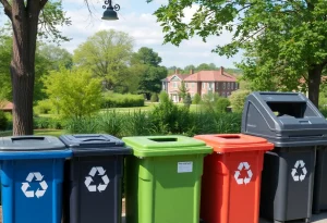 Recycling bins in Williamsburg, Virginia