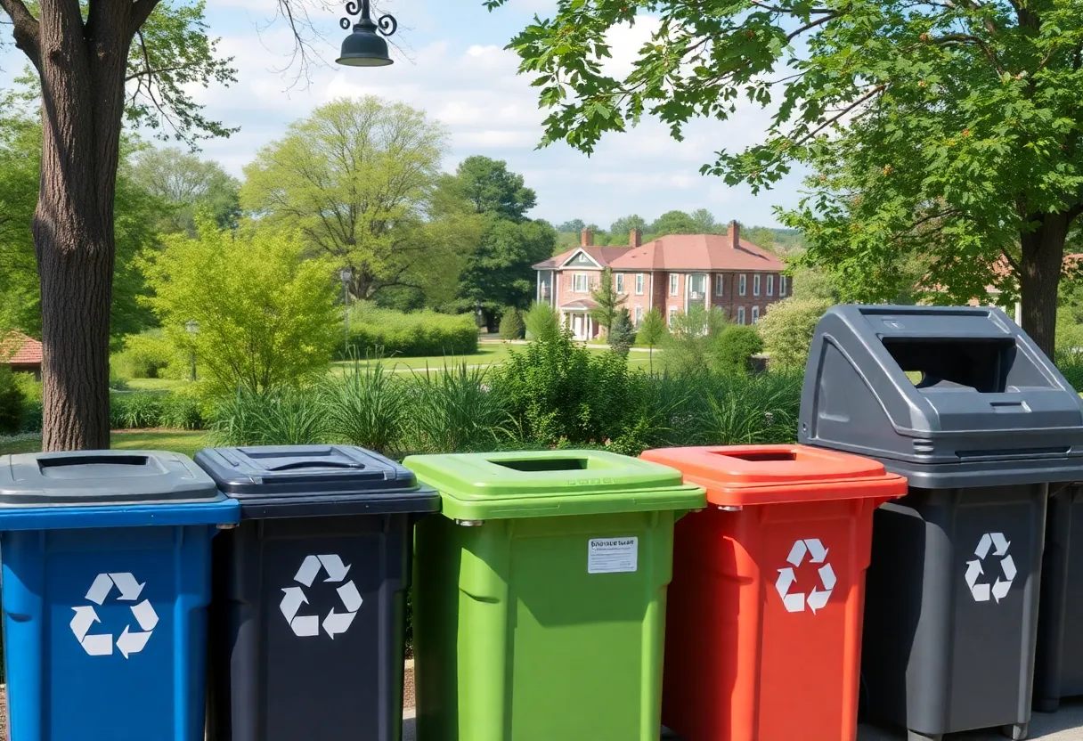 Recycling bins in Williamsburg, Virginia
