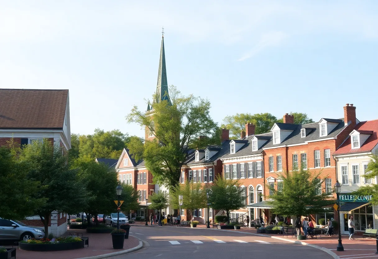 The charm of Williamsburg Virginia community with colonial architecture