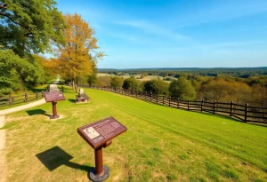 Scenic view of a preserved Civil War battlefield in York County, Virginia.
