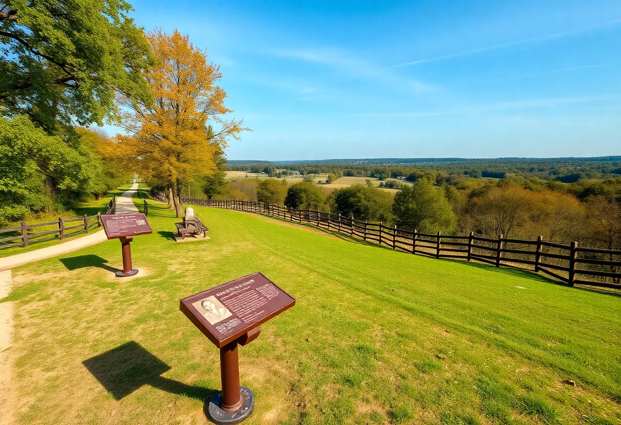 Scenic view of a preserved Civil War battlefield in York County, Virginia.