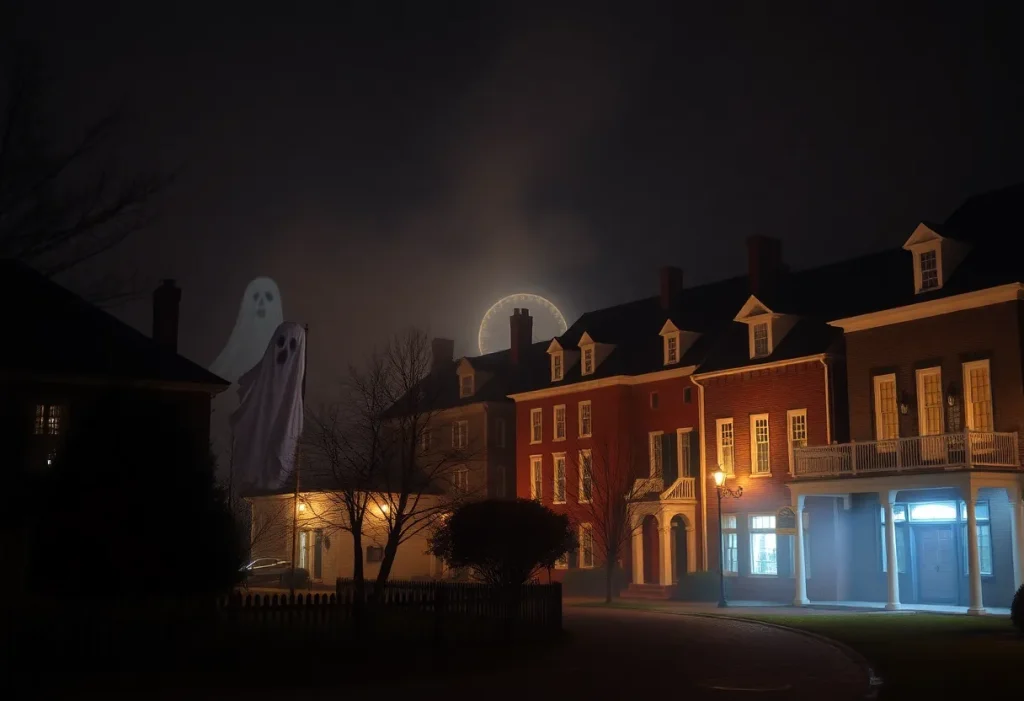 Spooky view of Colonial Williamsburg at night