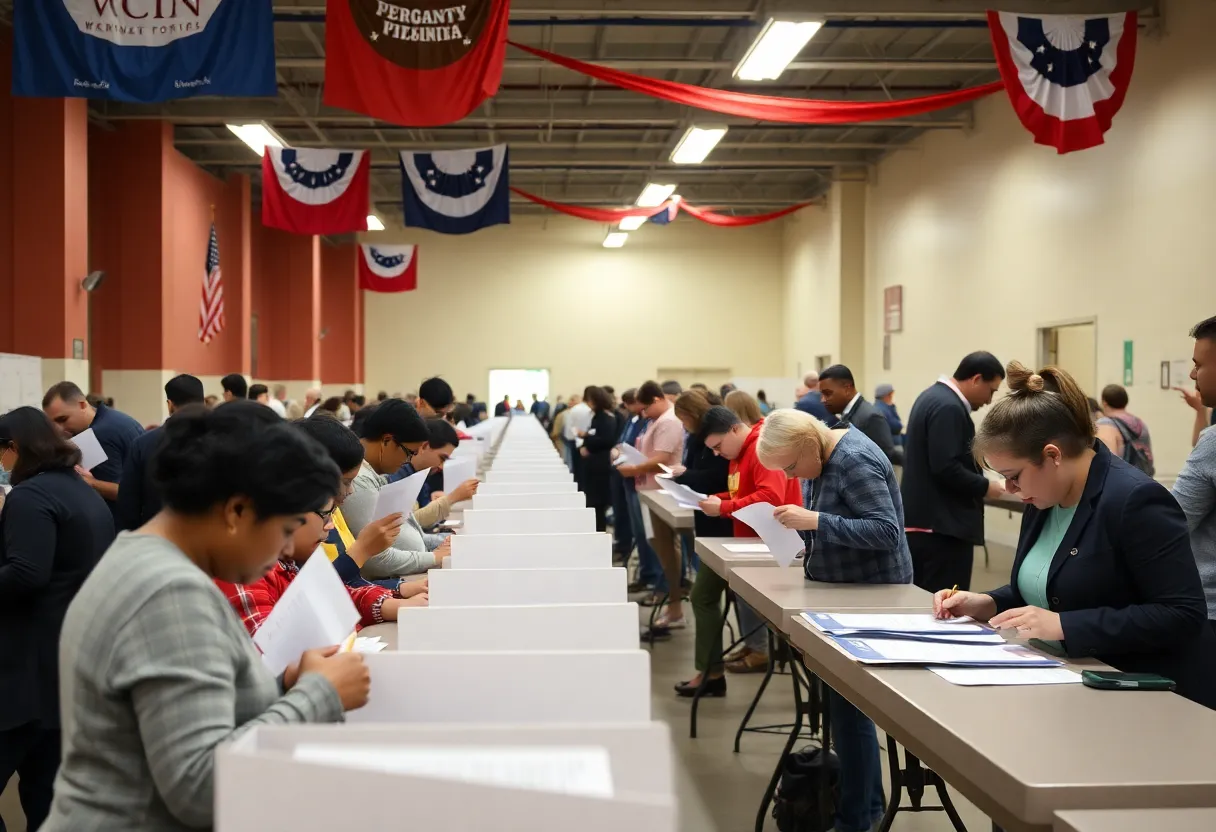 Voters participating in early voting in Virginia