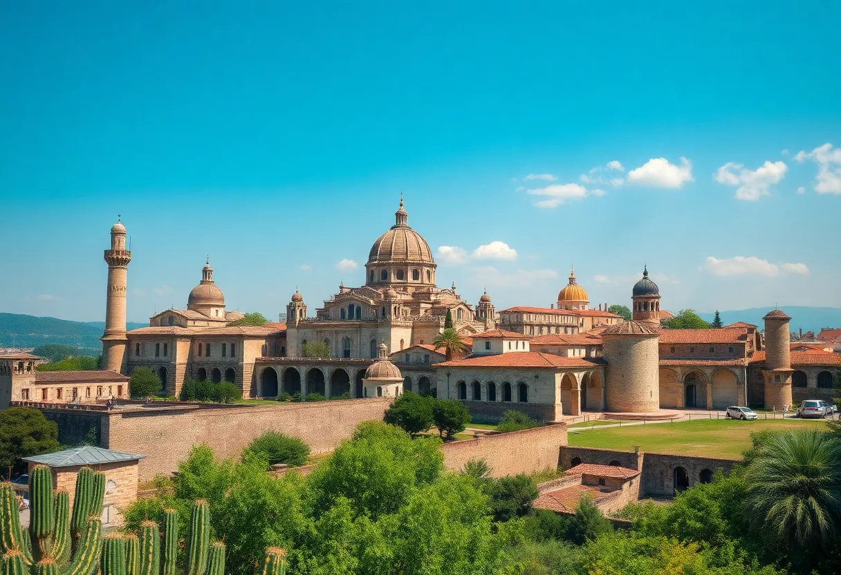 Scenic view showcasing historical landmarks and nature.