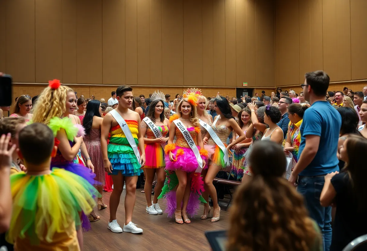 Colorful contestants at the Huntington Pride Pageant showcasing their talent