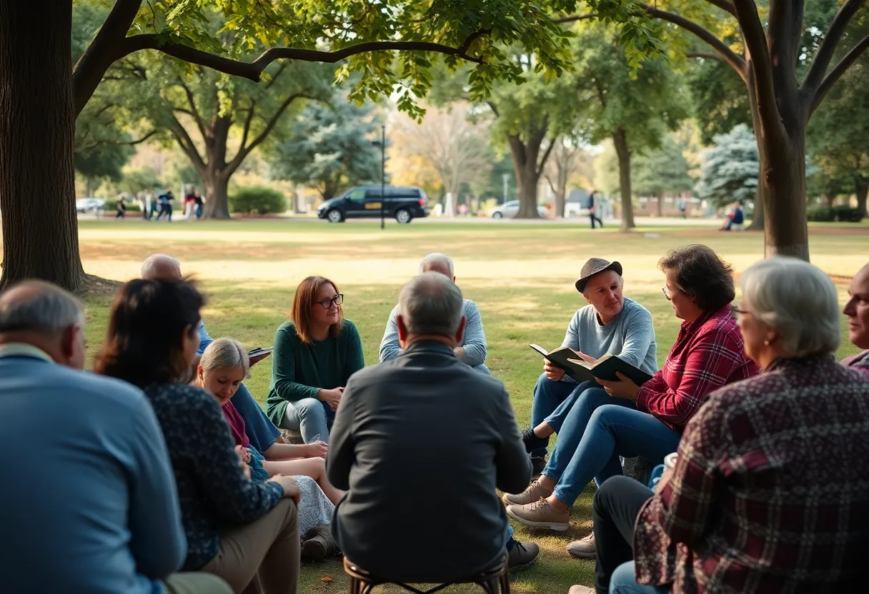 Community members gathering to honor Elizabeth Norton Sharp
