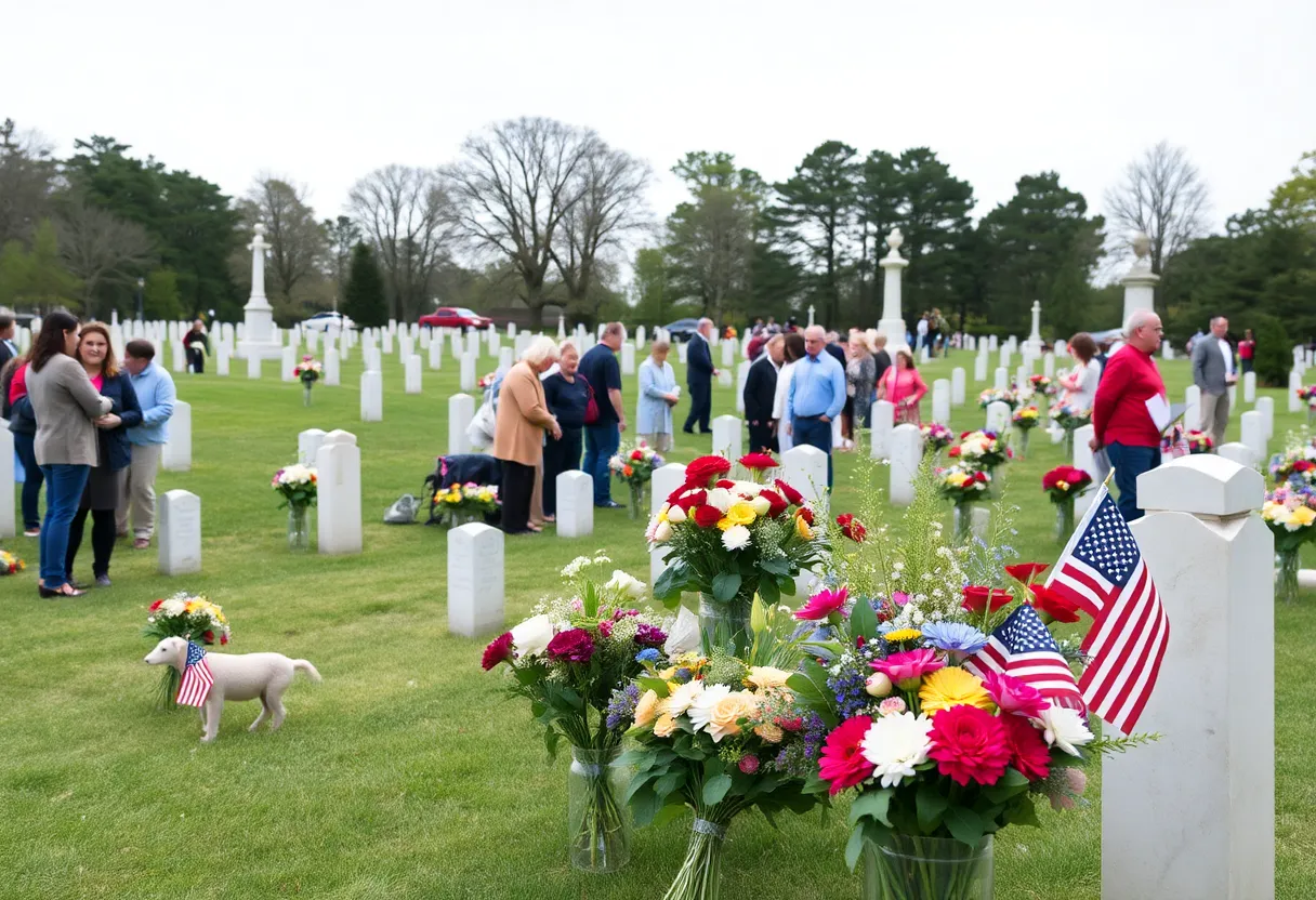 Gathering at a memorial service in Pulaski, Virginia