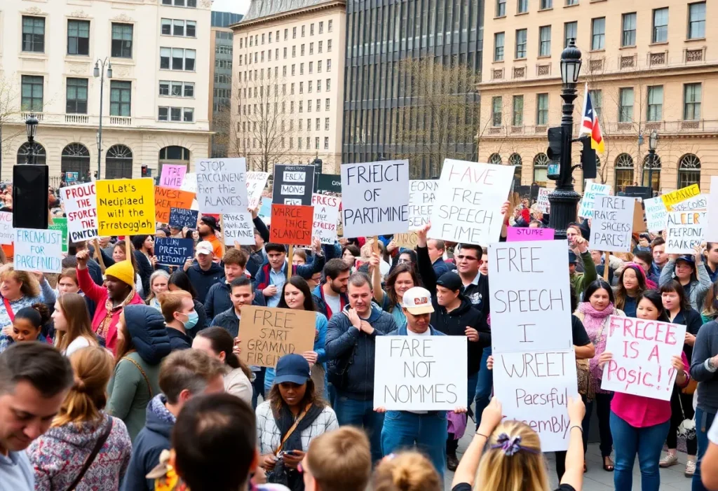 Crowd of protesters at No Kings demonstrations