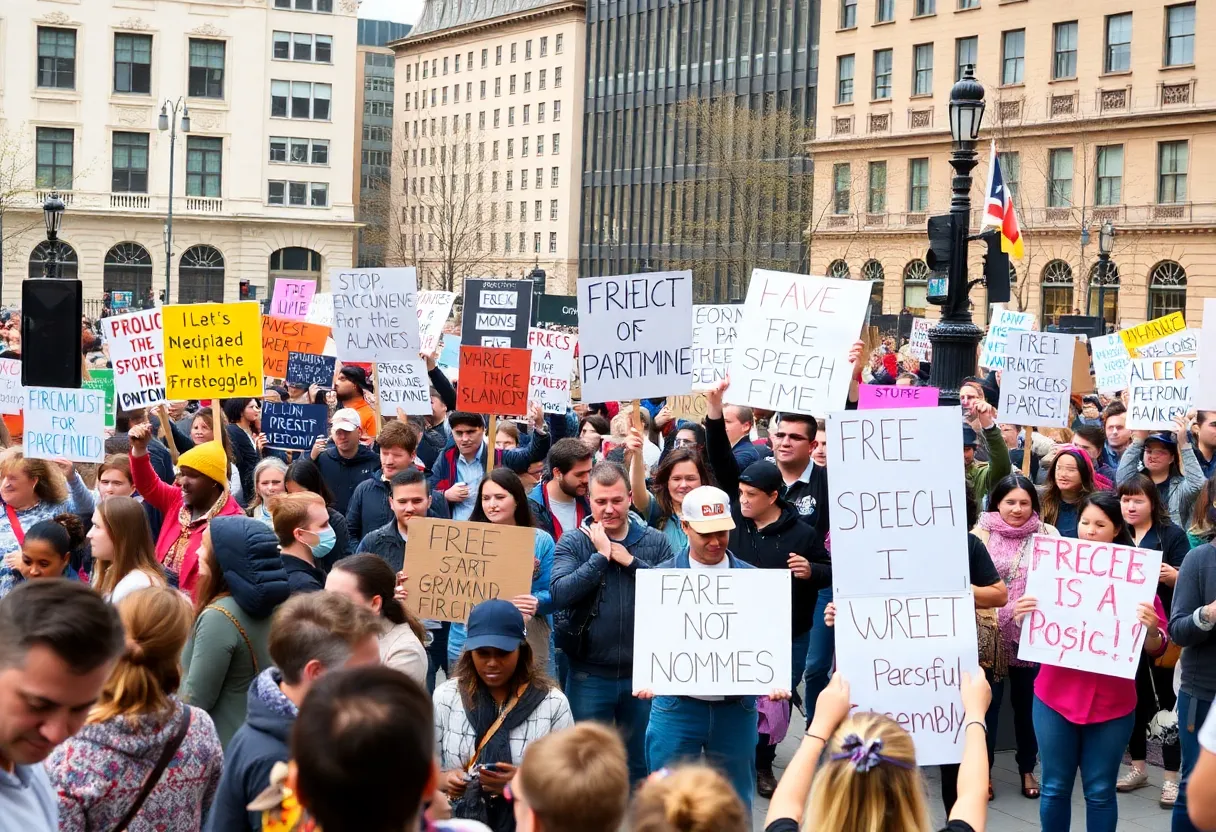 Crowd of protesters at No Kings demonstrations