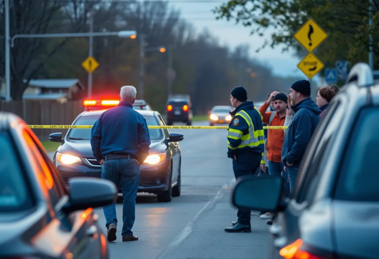 Emergency responders attending to a road rage shooting scene.