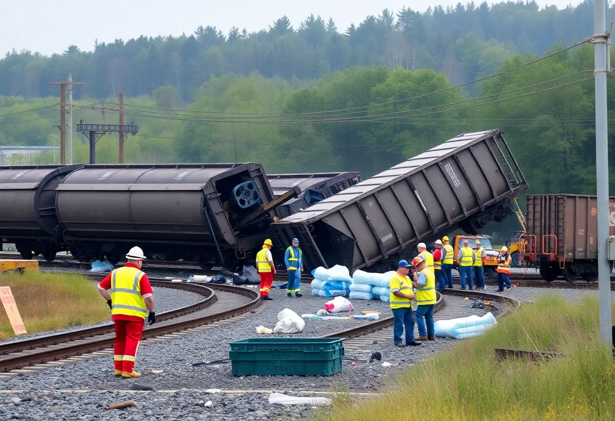 Emergency crews responding to a train derailment in Providence Forge