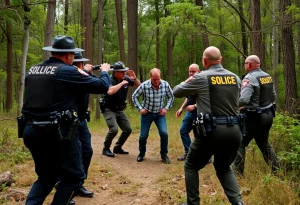 Law enforcement officers responding to a disturbance