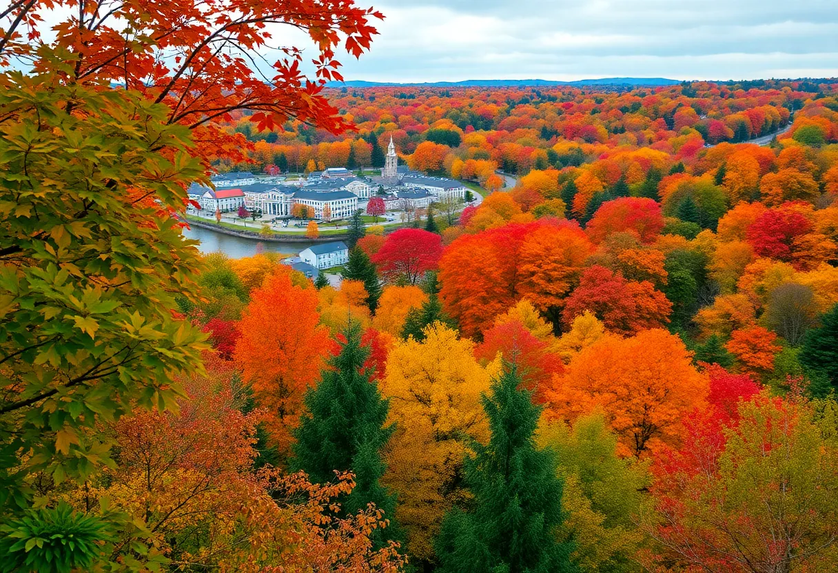 Vibrant autumn foliage in Virginia with scenic views of charming towns.