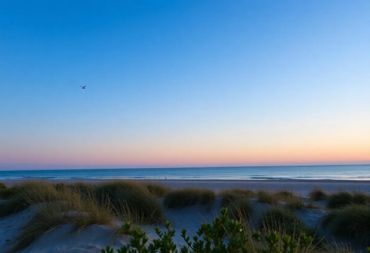 A peaceful view of Virginia Beach reflecting community mourning.
