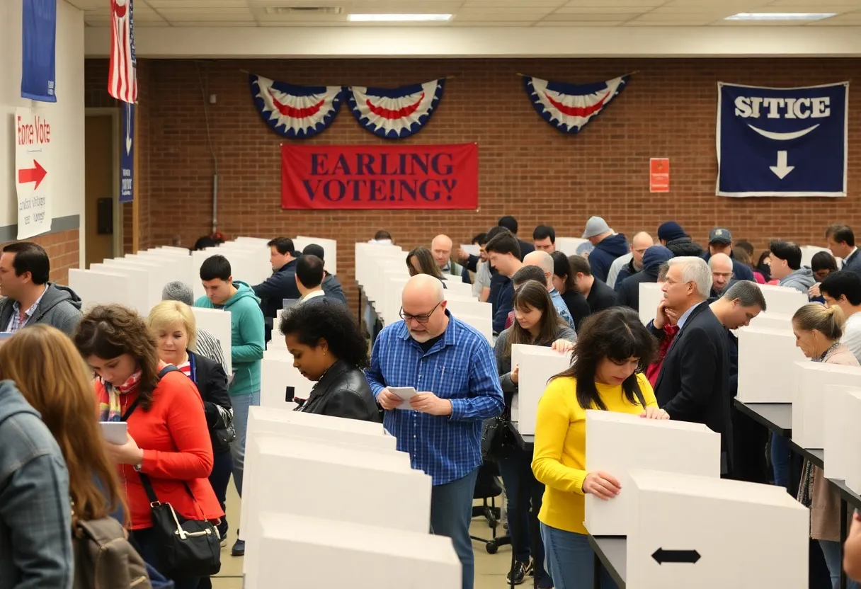 People at a polling station for early voting in Virginia