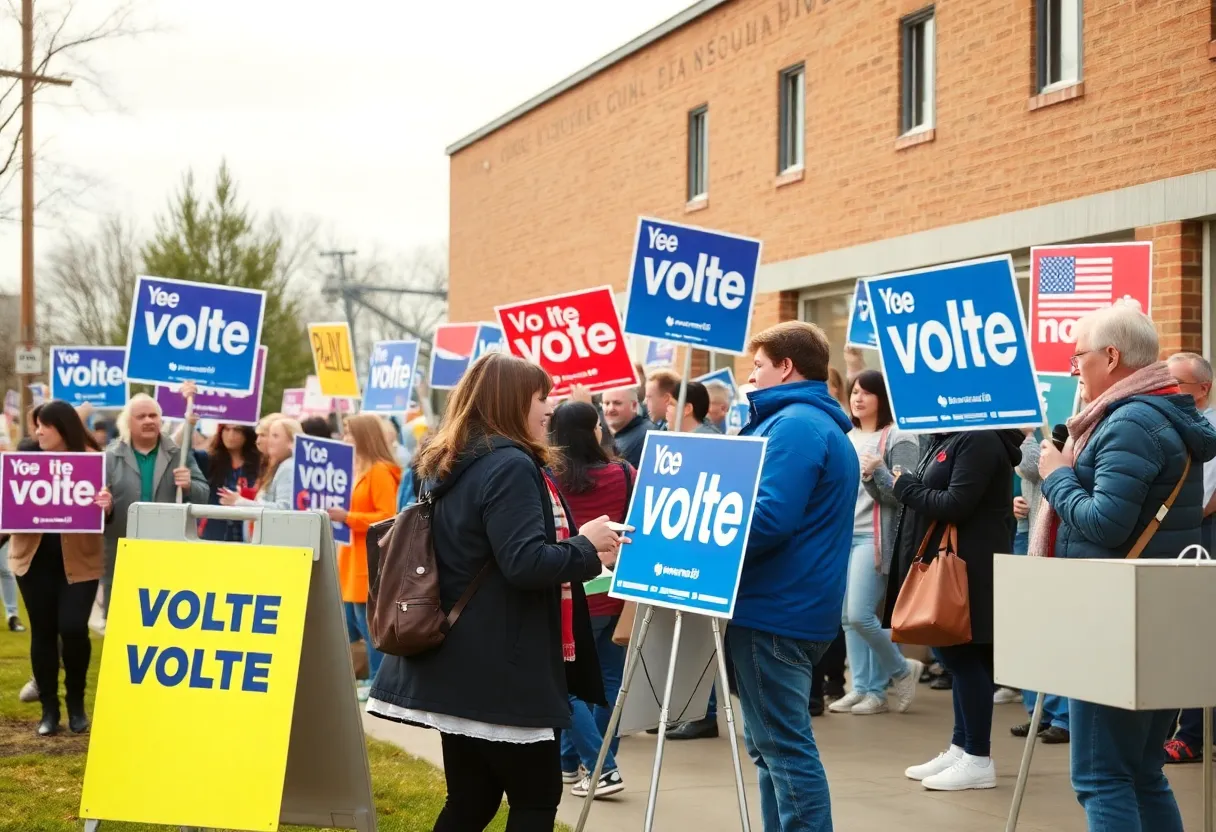 Voters engaging in the Virginia governor election campaign