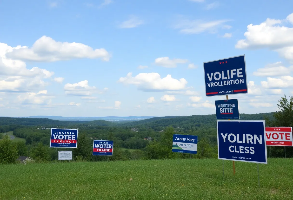 Campaign signs in Virginia during election season.