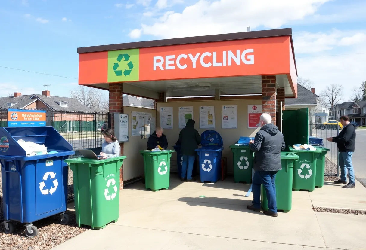 Residents dropping off recyclables at a recycling center in Virginia Peninsula.