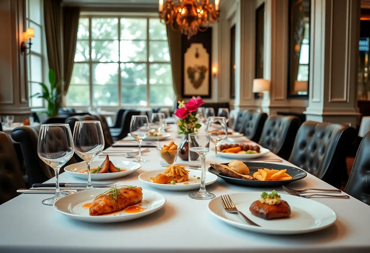 Dining table set for fine dining at a Virginia restaurant