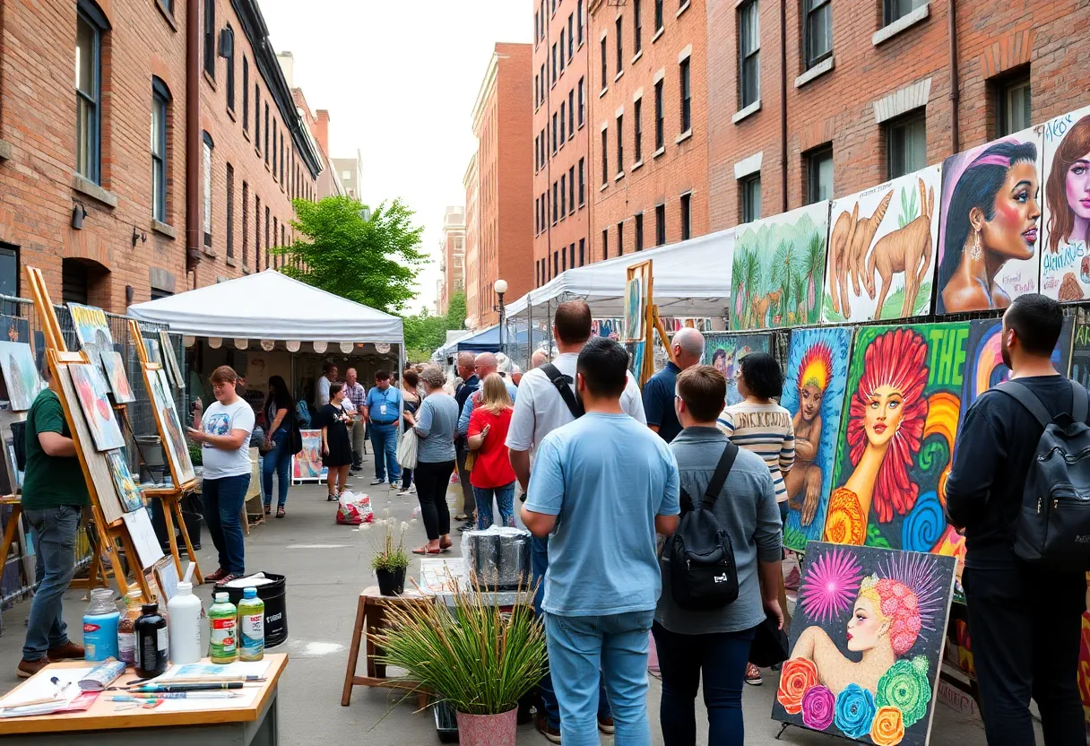 Artists engaging in a community arts project in Williamsburg