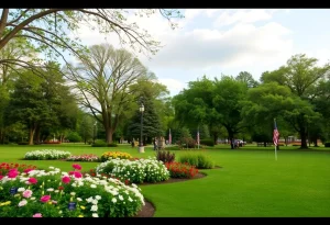 Serene park in Williamsburg representing community remembrance