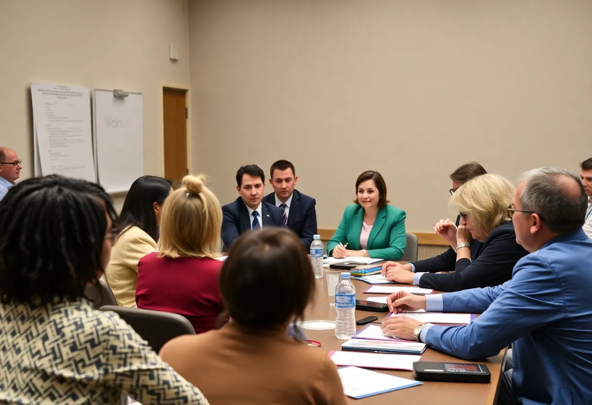 Leaders discussing education funding