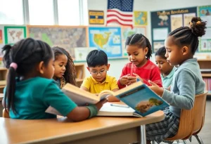 Students participating in reading sessions about the American Revolution